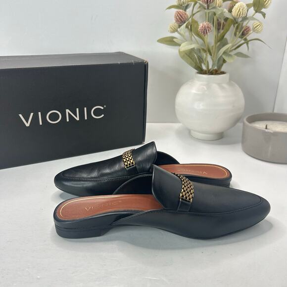 Vionic Starling Leather Mule Arch Support Black I6985L3003 Women 5M Tried On - Picture 7 of 10